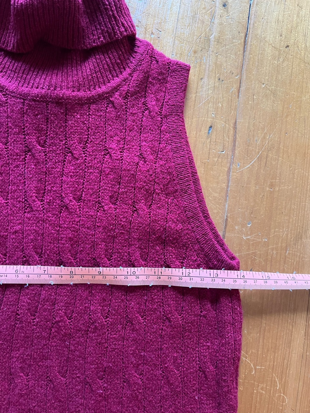 Vintage Lauren Ralph Lauren Silk & Wool Sleeveless Cable-Knit Turtleneck Dress - Picture 7 of 8